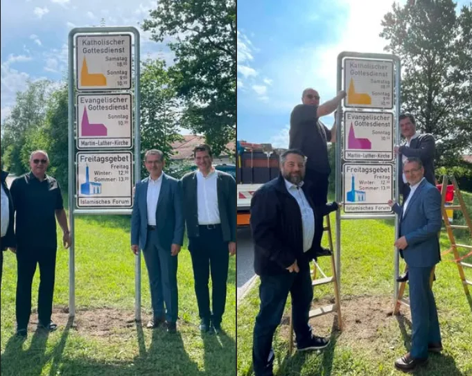 Almanya'da şehir tabelalarına ilk kez cami ibadet saati eklendi