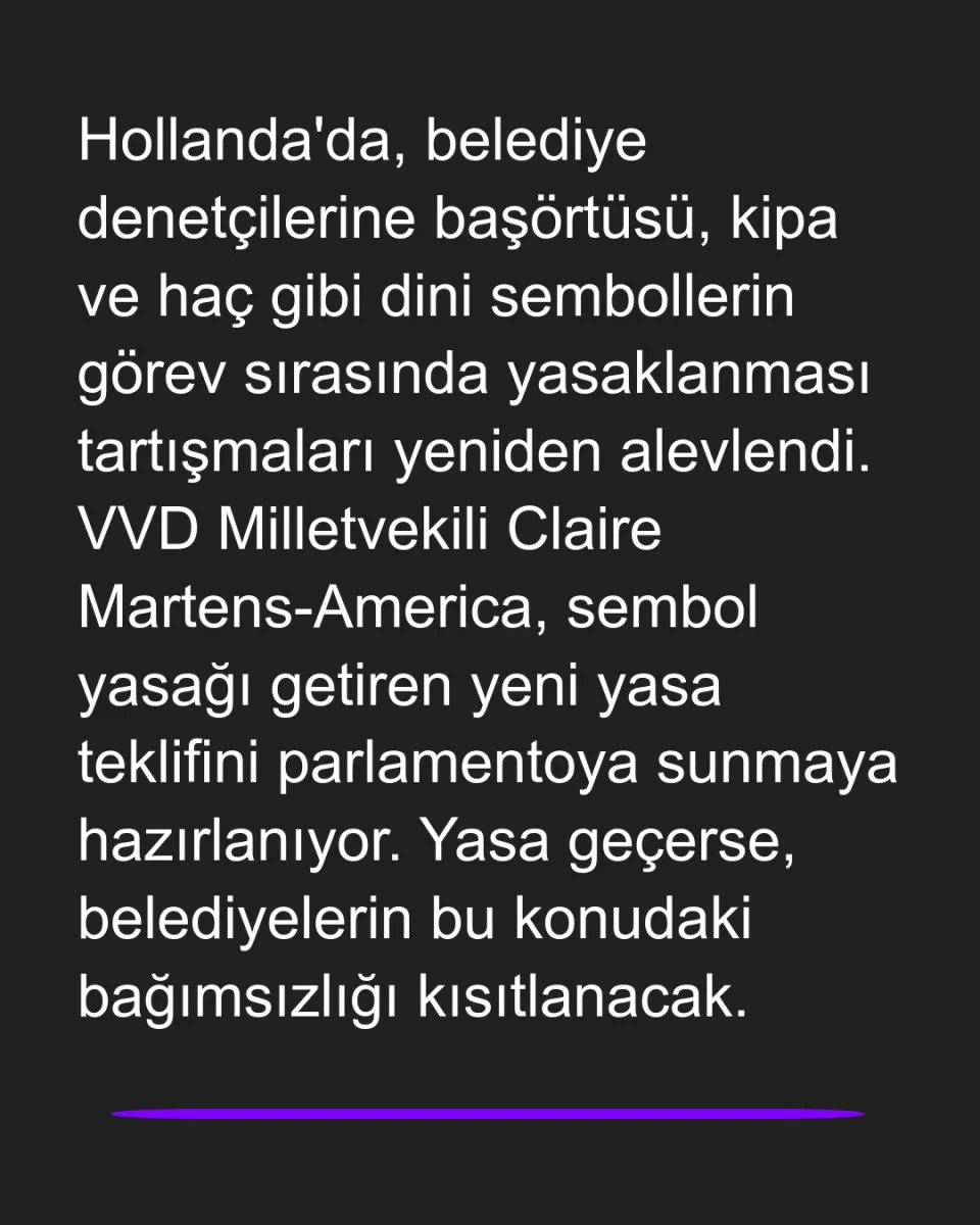 Hollanda'da Belediye Denetçilerine Dini Sembol Yasağı Gündemde