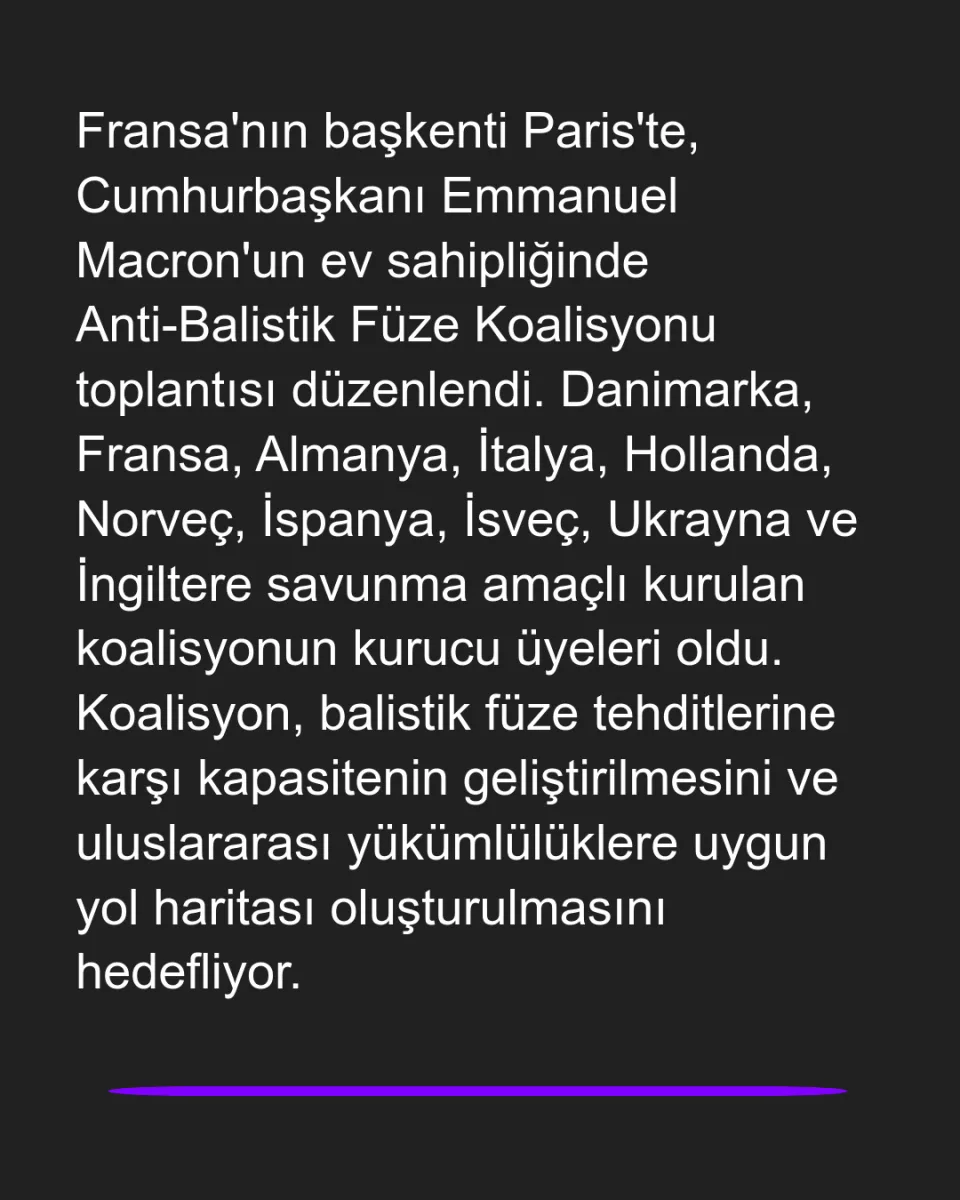 10 Avrupa Ülkesi Anti-Balistik Füze Koalisyonu Kurdu