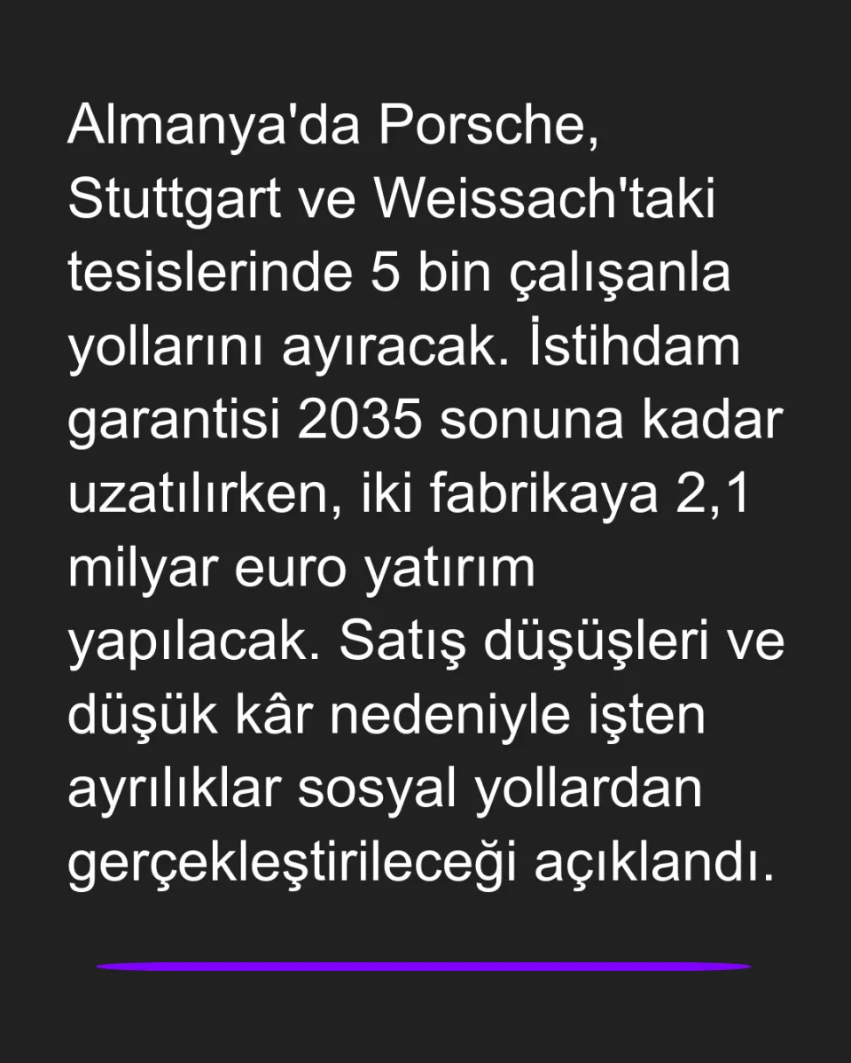 Porsche 5 Bin Kişiyi İşten Çıkarıyor: Yatırımlar Devam Edecek