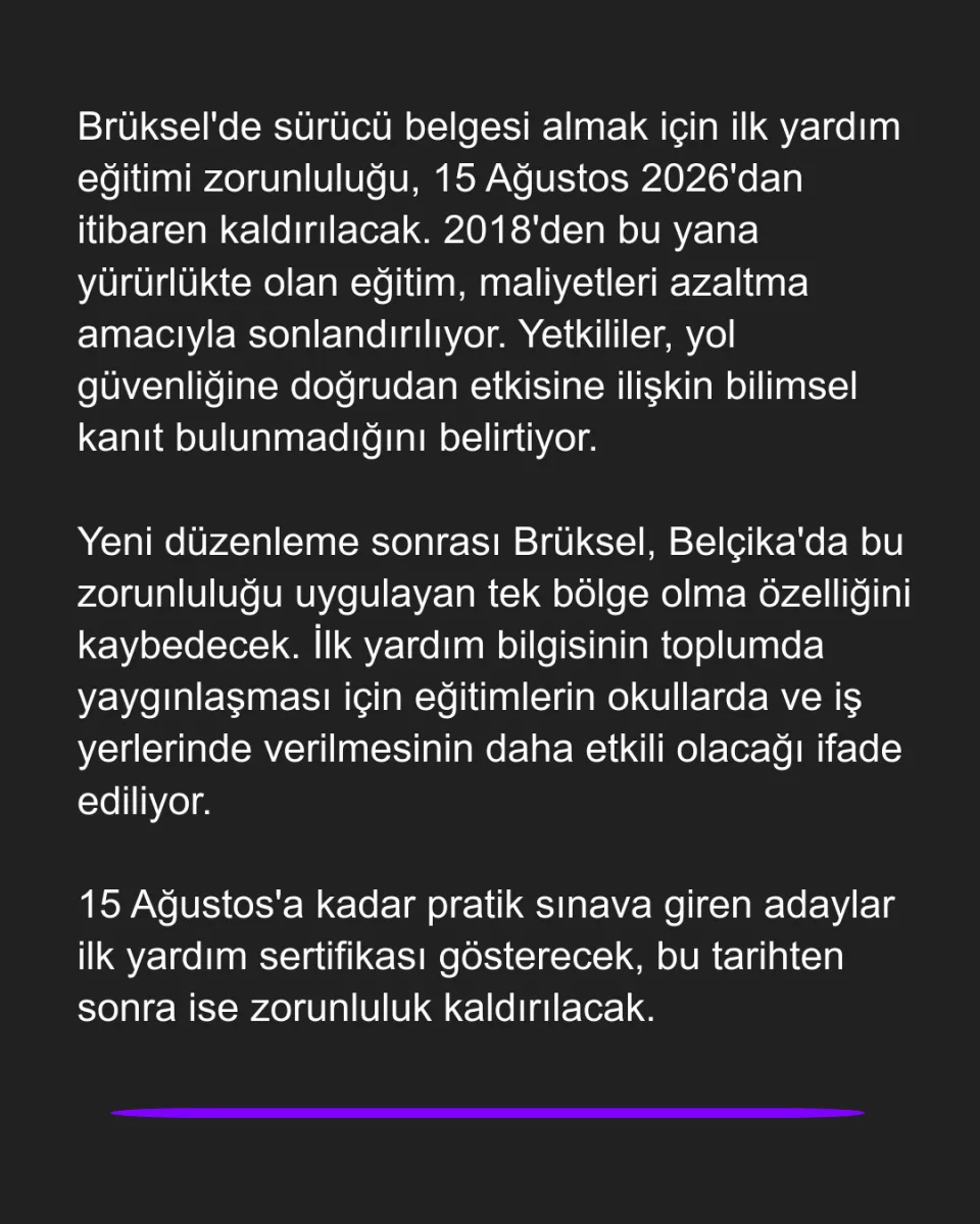 Brüksel'de Sürücü Ehliyeti İçin İlk Yardım Zorunluluğu Kaldırılıyor